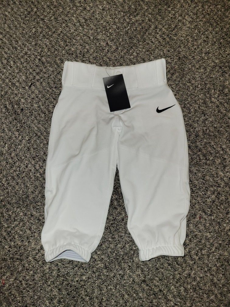 Nike Vapor Pro Slim Fit High Cuff Baseball Pants Youth Boys XS White 747233-101