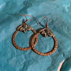 Navaho Dangle Copper Patina Earrings 