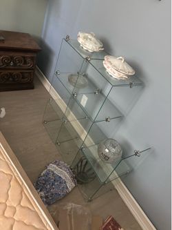 Glass shelf with a cubbies