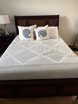 Dark Wood Sleigh Bed Frame Includes Mattress