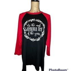 Christmas Top Women Raglan Color Block it’s the most Wonderful Time of the year size XL.