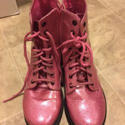 Girls Pink Sparkly Boots 