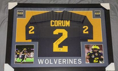 Blake Corum Hand Signed Custom Framed Jersey