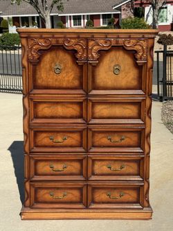 Beautiful Piece of Art!! Vintage Mediterranean Style Tallboy Dresser (Read Description)