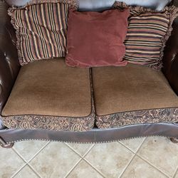 faux leather And Fabric Sofa And Loveseat 