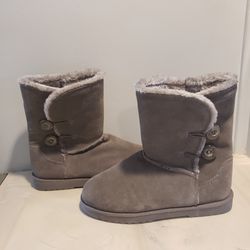 Exhilaration Suede Upper leather Boots, Button Faux Fur Lined Size 7