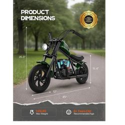 Electric Bike for Kids – Kids Electric Bike with Colorful Ambient Lights, 3 Speed Modes Up to 10 MPH 6y And Below