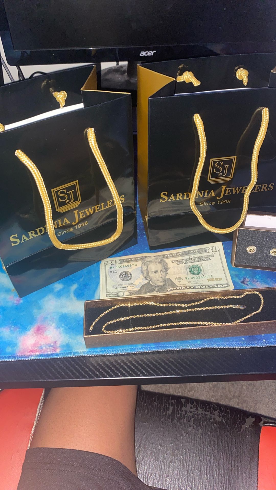 10K Gold Chain 10kGold Nugget Earrings 