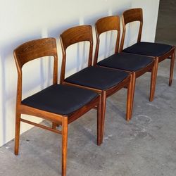 Set of 4 Henning Kjærnulf Danish Rosewood Dining Chairs, Mid Century Modern 1960s