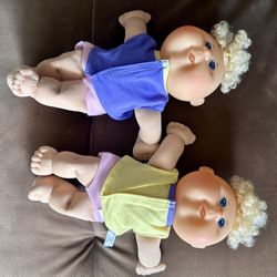 OAA Cabbage Patch Kids Twin Set — Original Appalachian Artworks — Signed on Body — Vintage Original Outfits