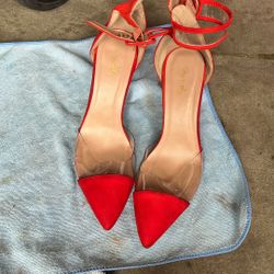 Orange Strapped High Heels 