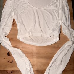 Crop top blanco de manga larga SHEIN