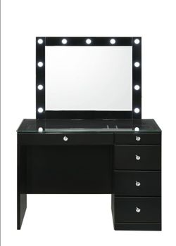 Solid wood black makeup vanity