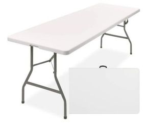 HEAVY-DUTY 8-ft Indoor/Outdoor Portable Folding Table w/Handle & Lock