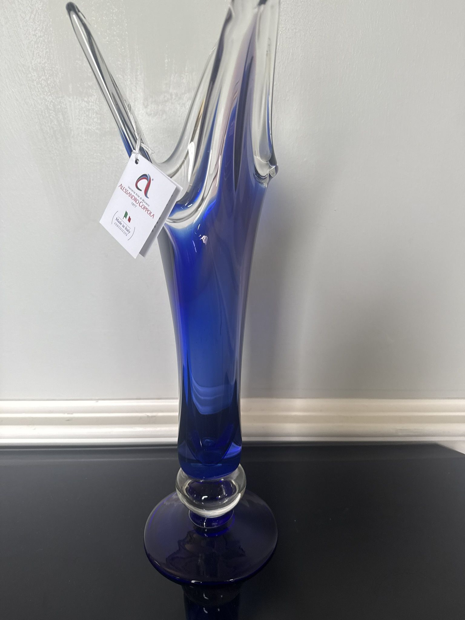 Italian Crystal Indigo Blue Brand New Vase