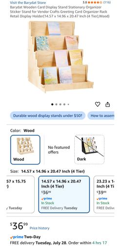 Wooden card display stand stationary organizer