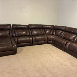 Leather Reclining Sectional Couch 