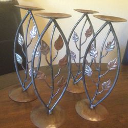 4 Metal Candle Holders 10 1/4 “ H X 4” W