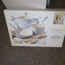 Martha Stewart Everyday Rexford 8 Piece Ceramic Nonstick Aluminum Cookware Set 
