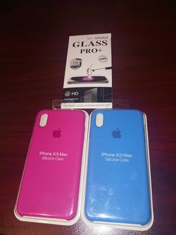 Iphone Xs max siliconce case blue pink