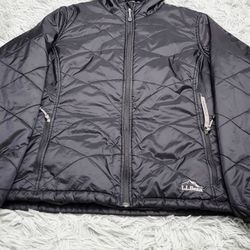 Size XL PET LL Bean PrimaLoft Stowaway Hooded Jacket Black Lightweight 287476.
