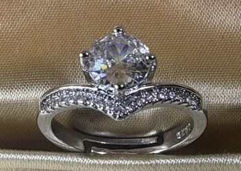 High Quality Moissanite  Ring For Women Shiny Zircon One Carot Engagement Wedding Ring