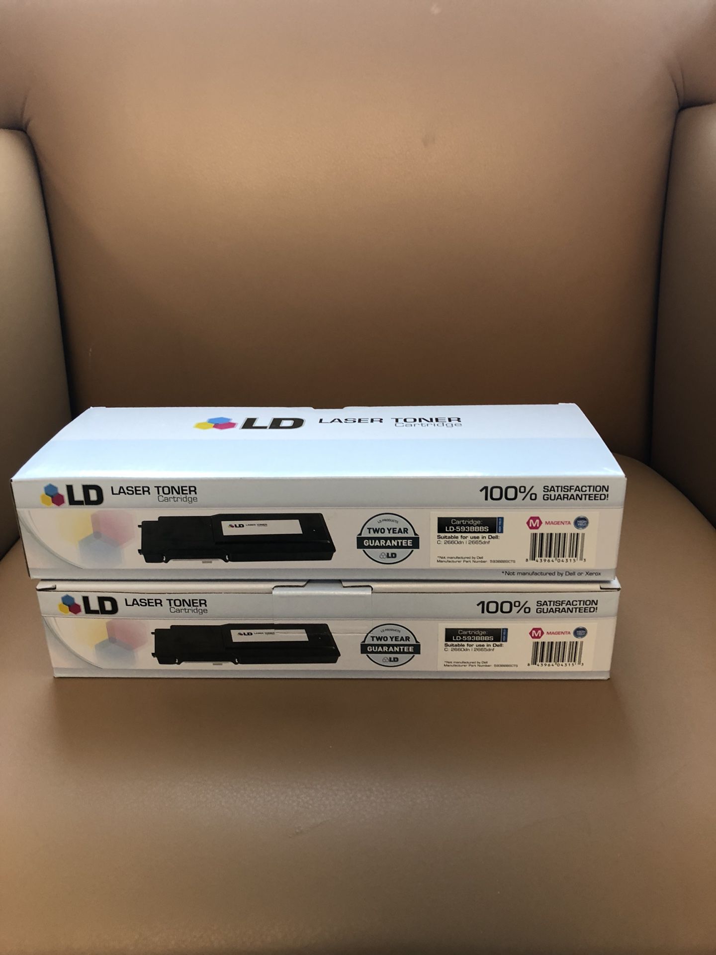 LD Dell Compatible C2660/C2665dnf Set of 2 High Yield Toner Cartridges Includes: 2 593-BBBS Magenta
