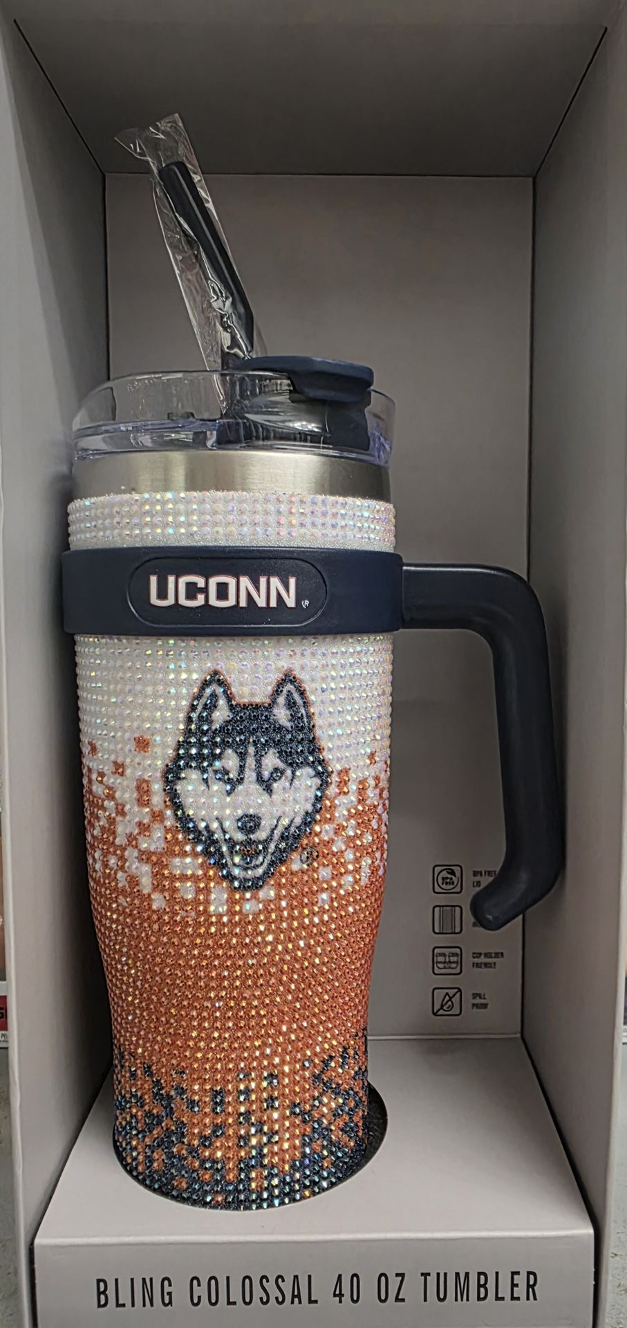 UCONN 40 OZ Tumbler Mug *BLING*