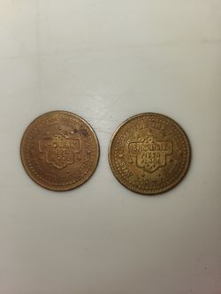 Two 80's Showbiz Pizza Place Arcade Tokens