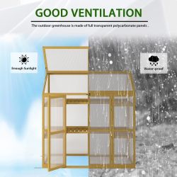 Greenhouse, Wooden Greenhouse Polycarbonate Garden Shed for Plants,Wooden Garden Greenhouse,Greenhouse Wooden Cold Frame Greenhouse,Keep Plant Warm En