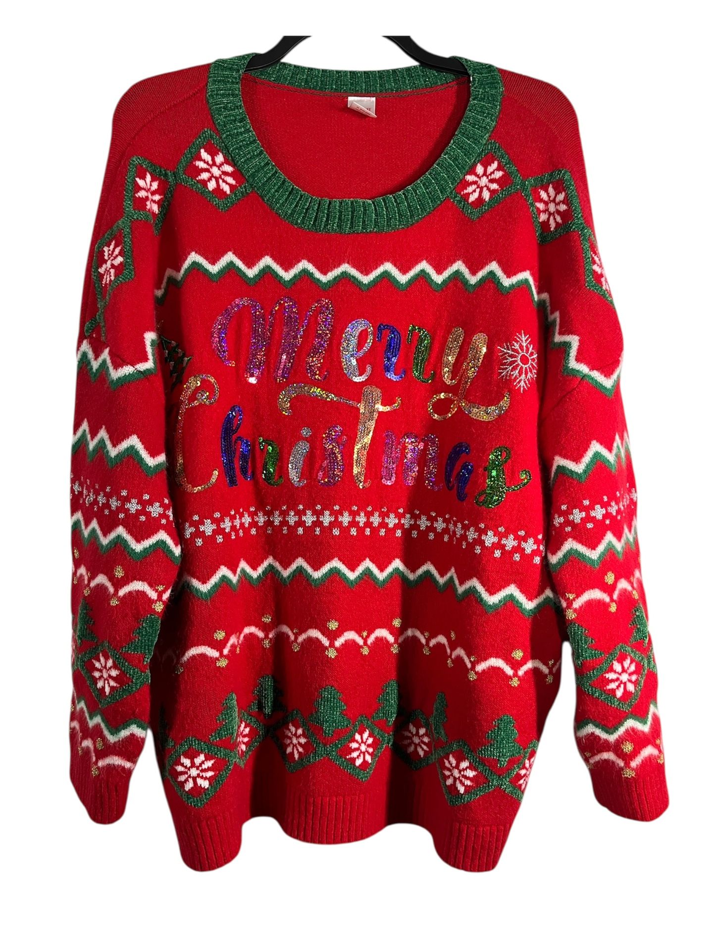 Women's Plus Size "Merry Christmas" Red Ugly Christmas Sweater Size 3X