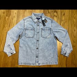 Buffalo David Bitton Bleach Blue Denim Button Shirt Men’s Sz …large new!