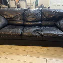 Leather Trend Navy Blue Couch