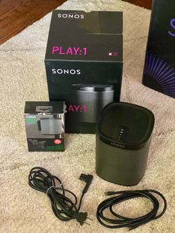 Sonos PLAY:1 Wireless Wi-Fi Streaming Speaker w/Power Cable & Wall Mount, Black