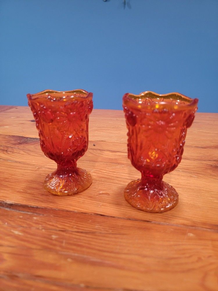 Vintage Amberina Glass Votive - Candle Or Toothpick Holder