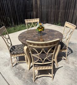 Round marble table and chairs