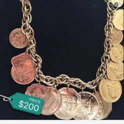 Gold Dipped Silver Coins Necklace