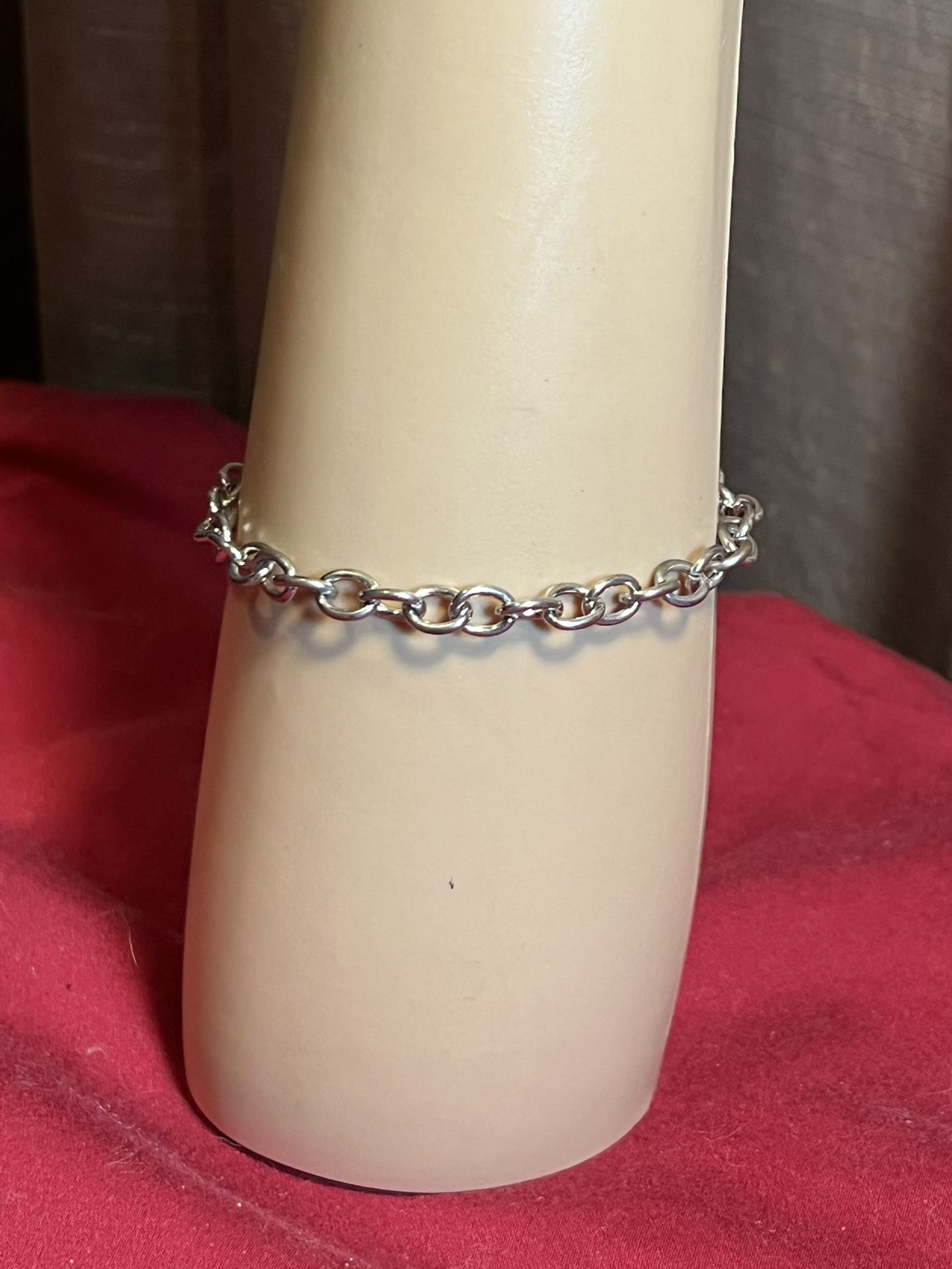 Silver Tone Cable Chain Link Bracelet