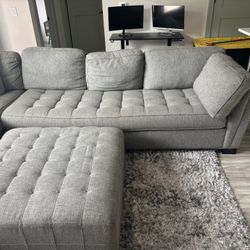 Modern Grey Sectional Sofa with Ottoman