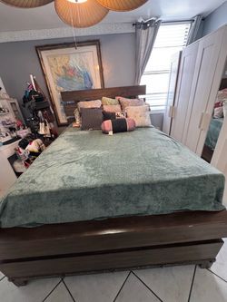 Dark Wood Queen Bed Frame