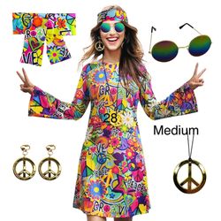 60’s 70’s Hippie Costume Women Medium Halloween Themed Party 
