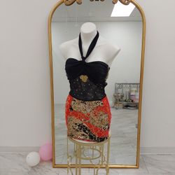 Black Gold Red Dress