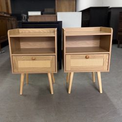 2 Matching Rattan Nightstands   / Nightstand Set / End Tables / Side Tables 