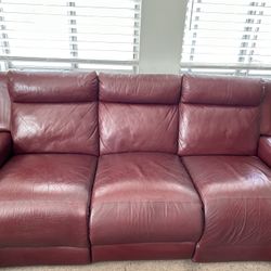 Burgundy/Maroon Reclining Leather Couch