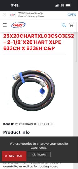 HART, 20ft, 633C SST, 2", 200psi Acid Chemical Hose
