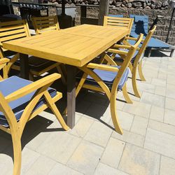 Outdoor Dining Set, 7 Pieces Includes Cushions 