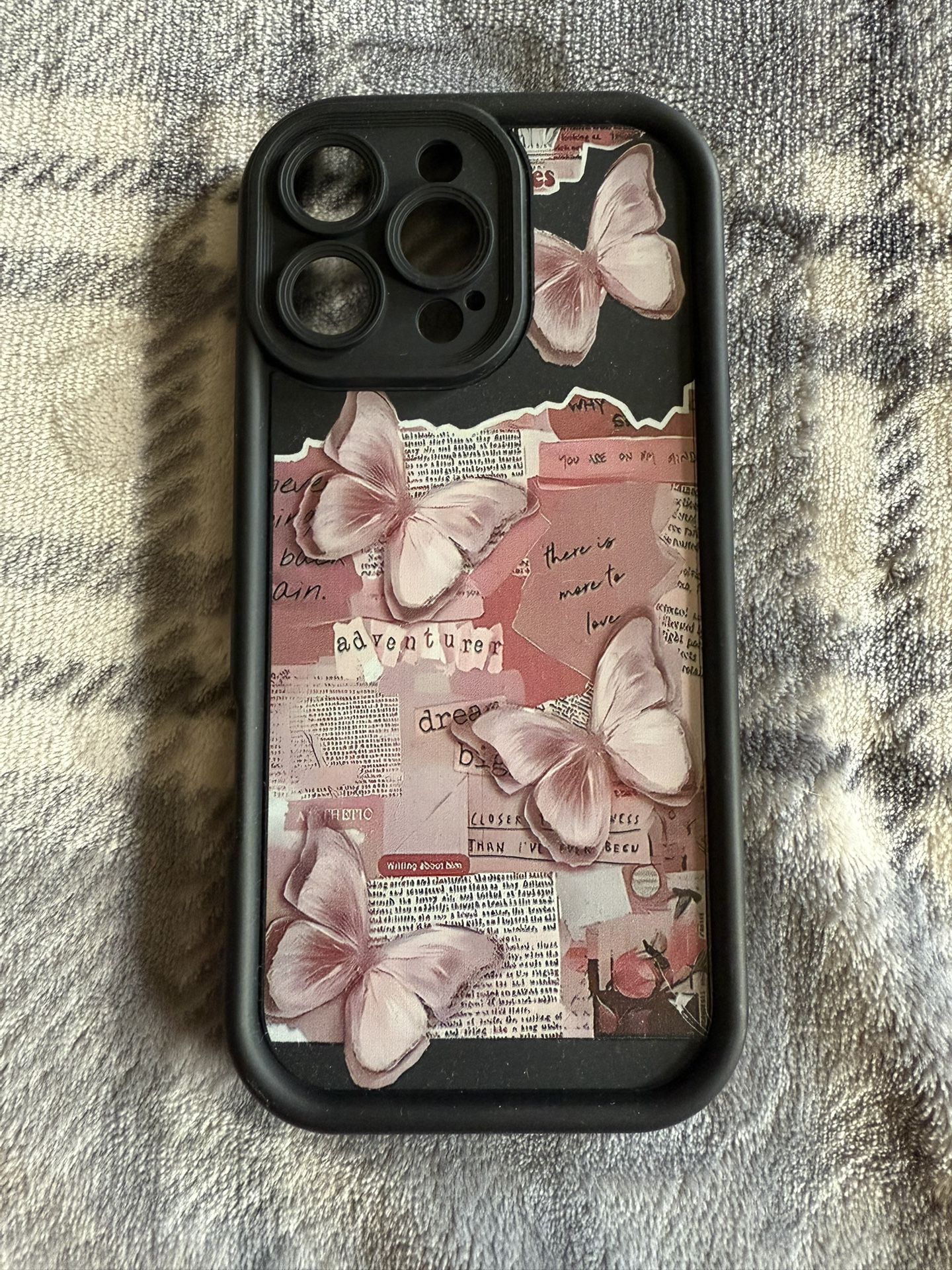 Iphone 12 Pro Max Pink and Black Butterflies Case