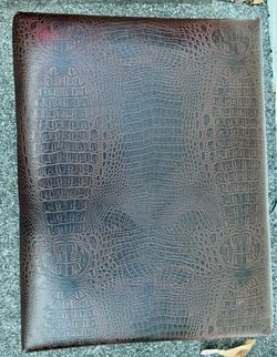Brown Crocodile Embossed Leather Portfolio Folder