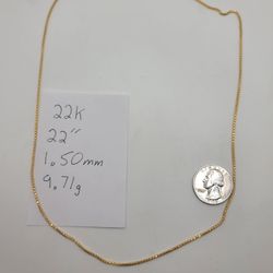 22k Gold 22" Box Link Chain