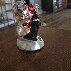 Three 2003 Coca-Cola Spirit Boy With Bottle Blown Glass Ornaments